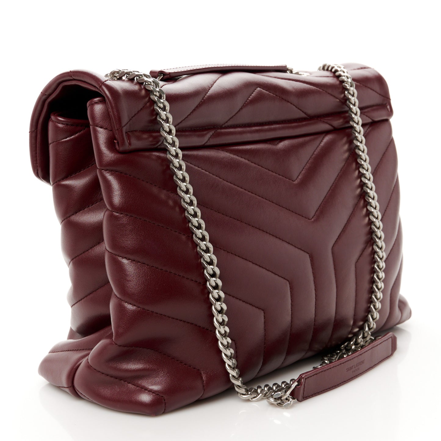 Calfskin Y Quilted Monogram Medium Loulou Chain Satchel Rouge Legion
