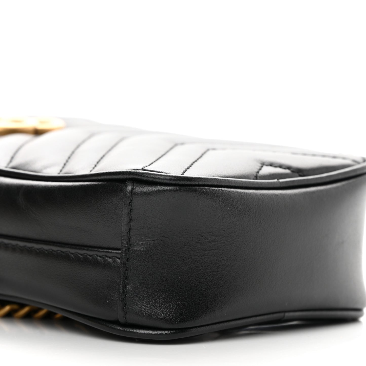 Calfskin Matelasse Mini GG Marmont Crossbody Bag Black