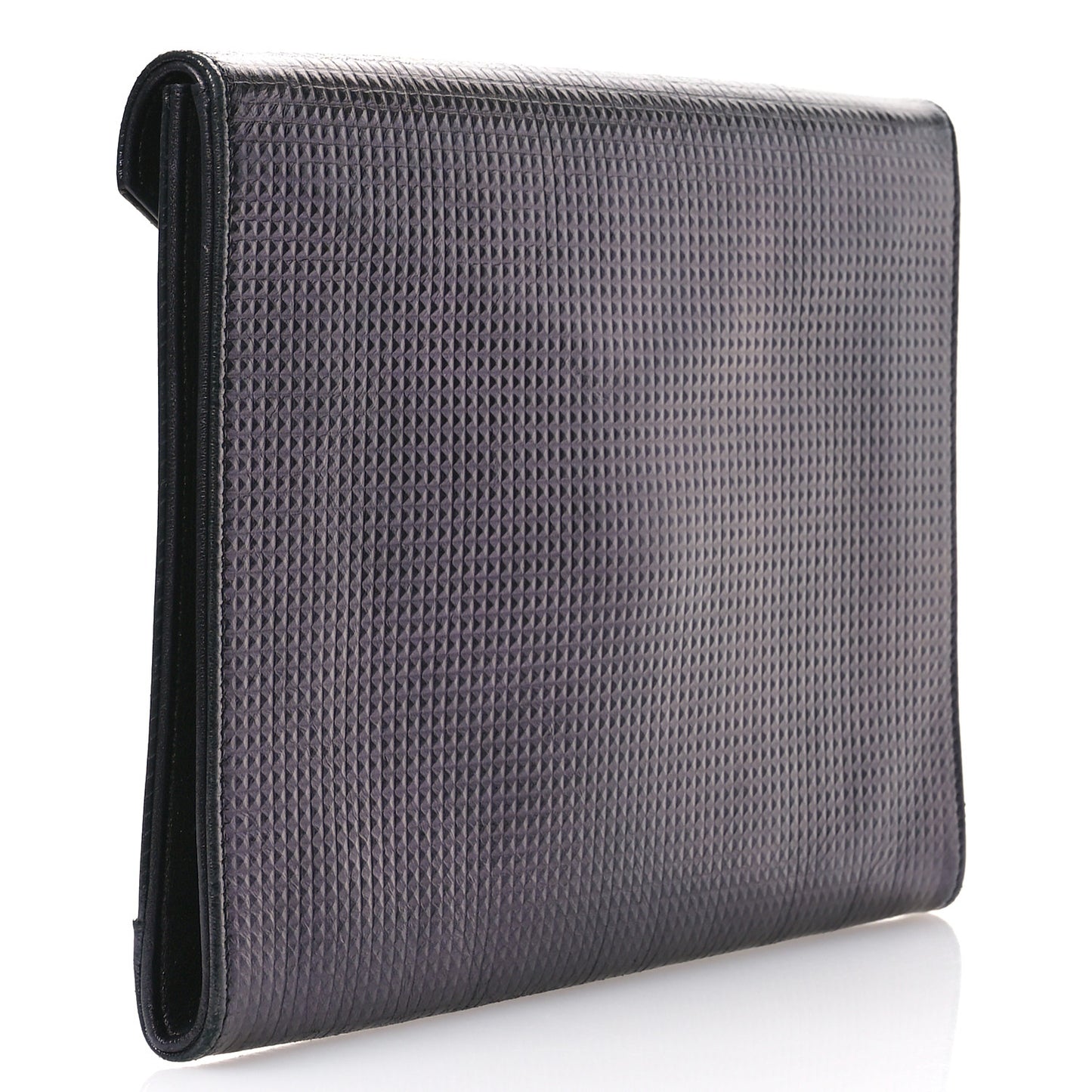 Metallic Lambskin Embossed Envelope Clutch Black