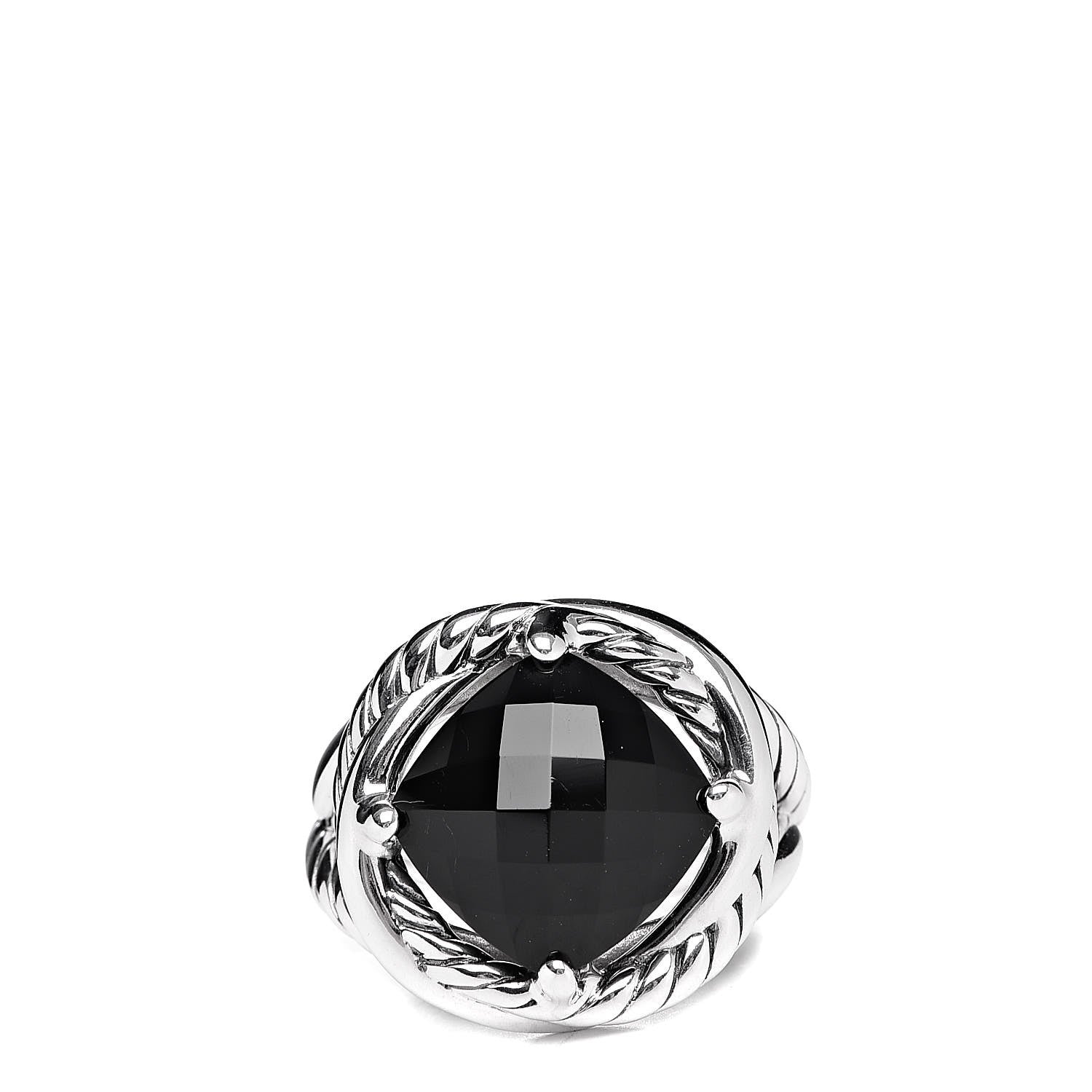 David Yurman Sterling Silver Black Onyx 11mm Infinity Ring 51 5.75 1 of 5