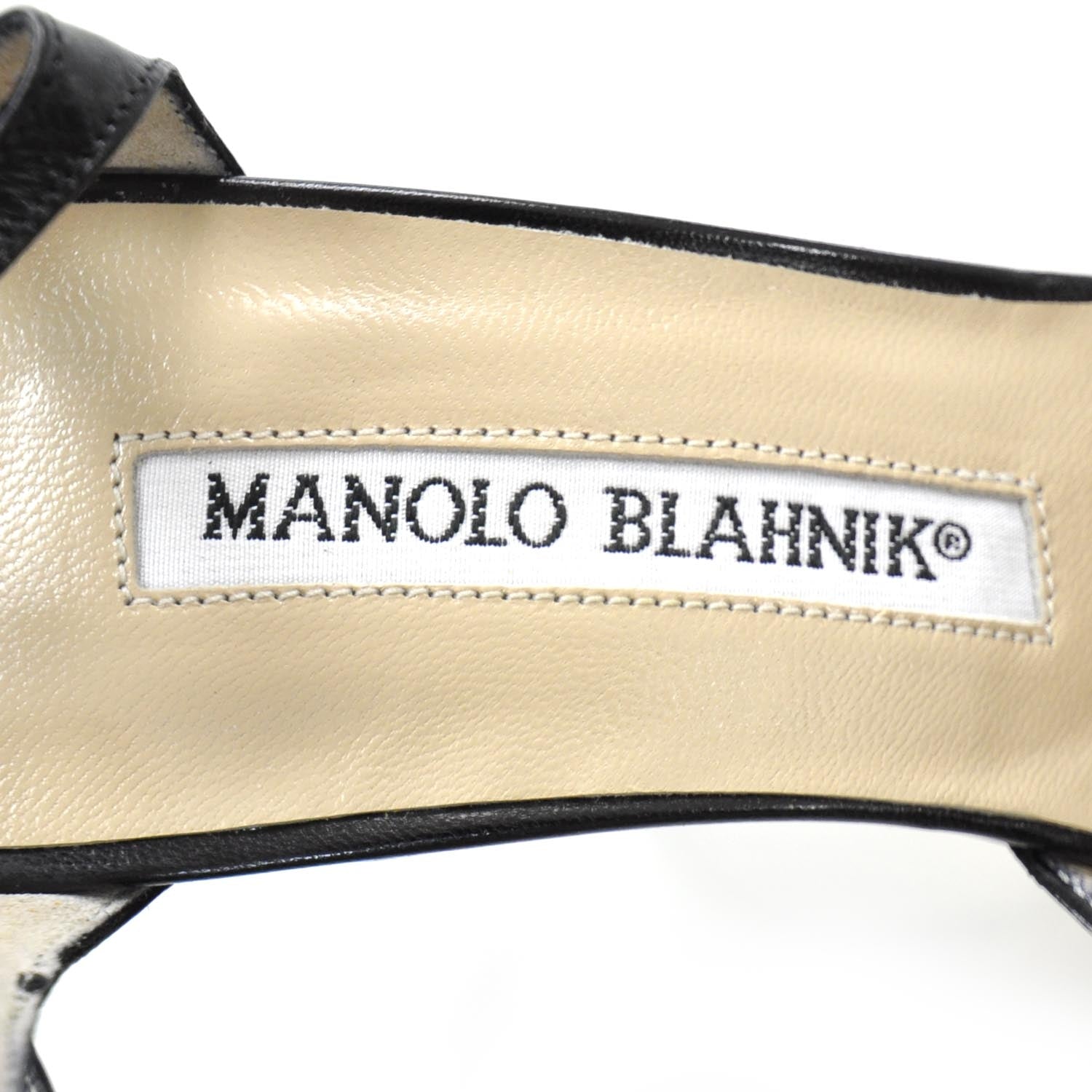 FASHIONPHILE MANOLOBLAHNIKSnakeskinandLeatherSlingbackPumps35 8 of 8