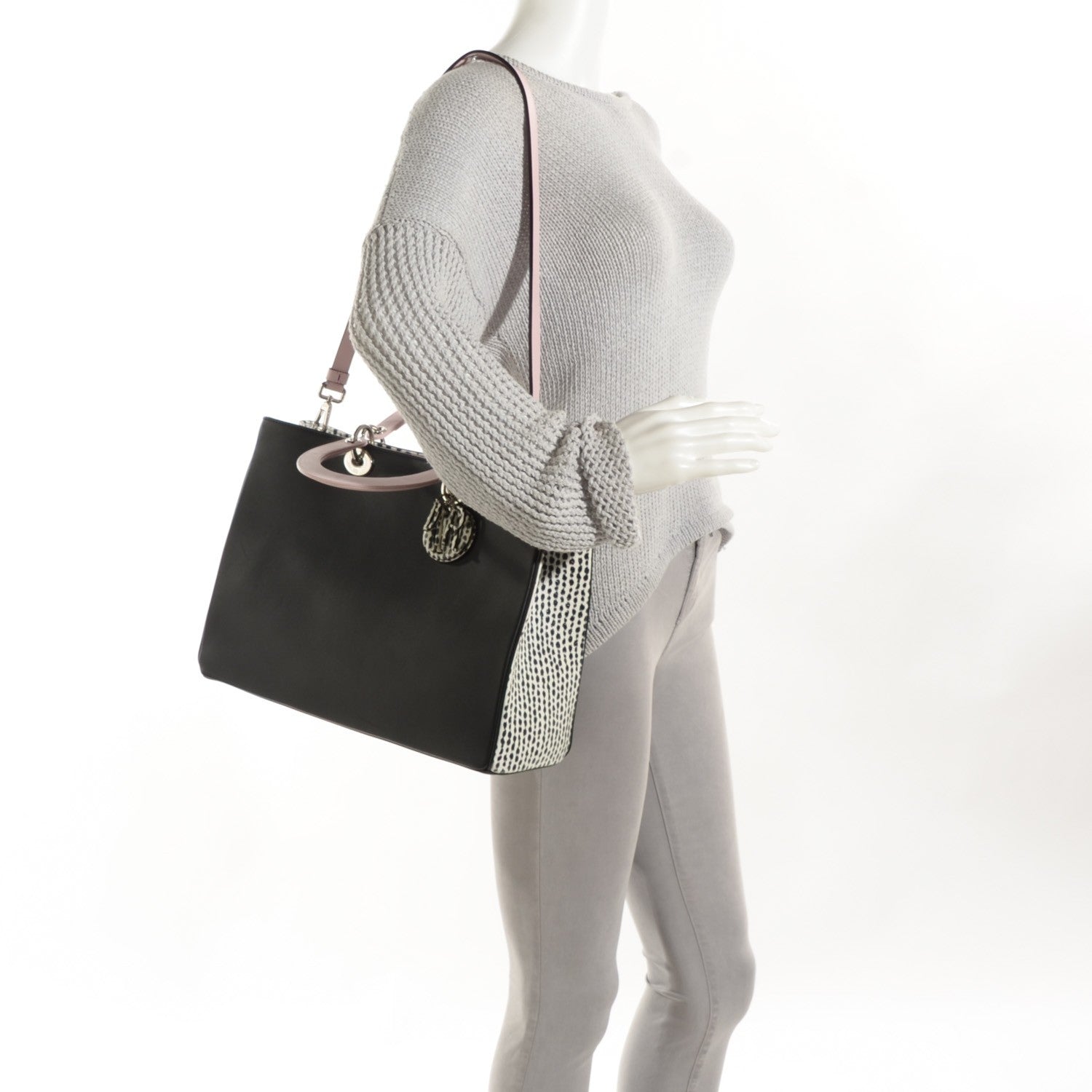 Christian Dior Calfskin Large Spotted Diorissimo Pink Black 2 of 11
