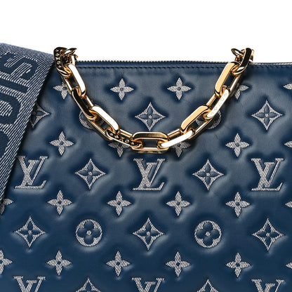 Louis Vuitton Lambskin Embossed Monogram Coussin PM Denim Blue 9 of 12