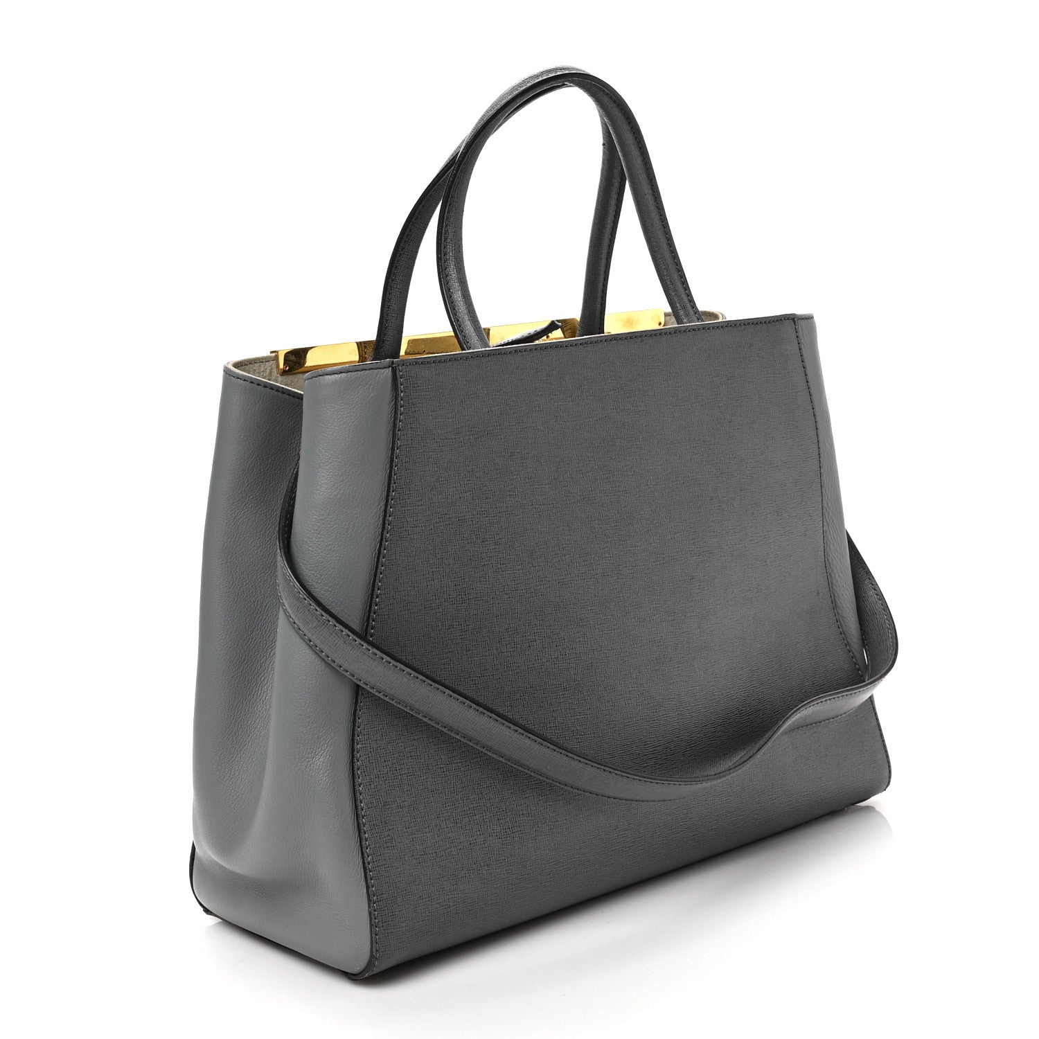 Fendi Vitello Elite Flamingo Regular 2Jours Tote Grigio Grigio Chiaro 3 of 8