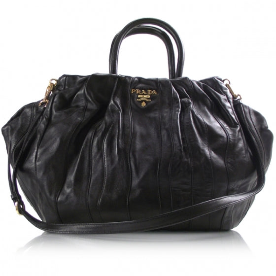 Prada Nappa Leather Stripe Tote Black 1 of 10