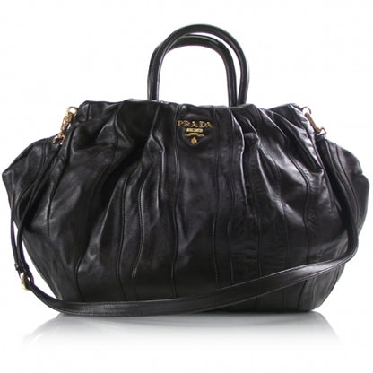 Prada Nappa Leather Stripe Tote Black 1 of 10