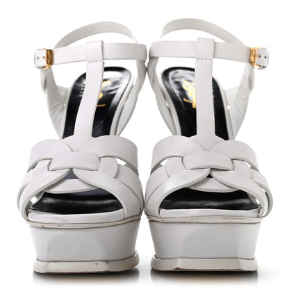 Saint Laurent Calfskin Tribute 105 Platform Sandals 36 Porcellana 2 of 8