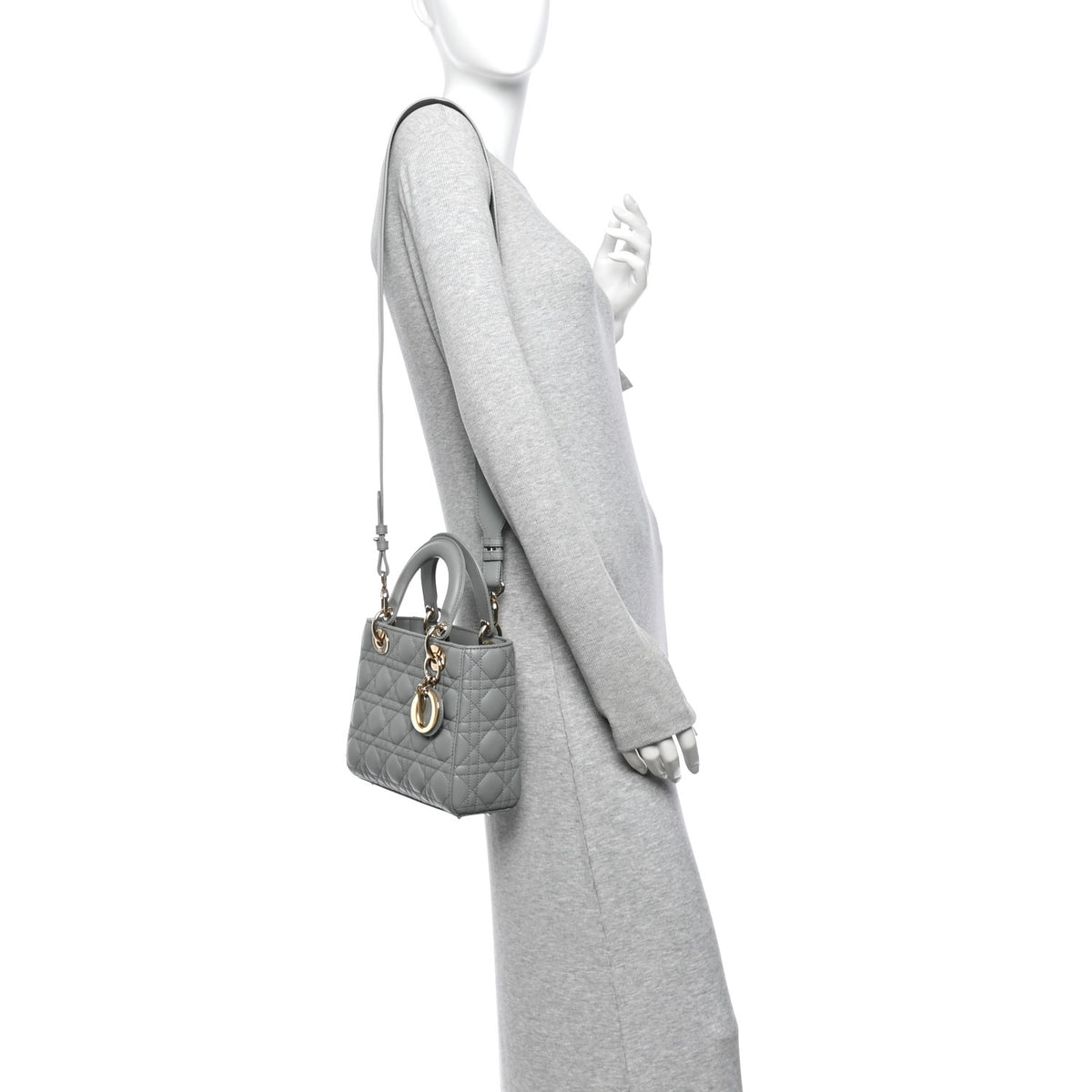 Lambskin Cannage Small My ABCDior Lady Dior Grey