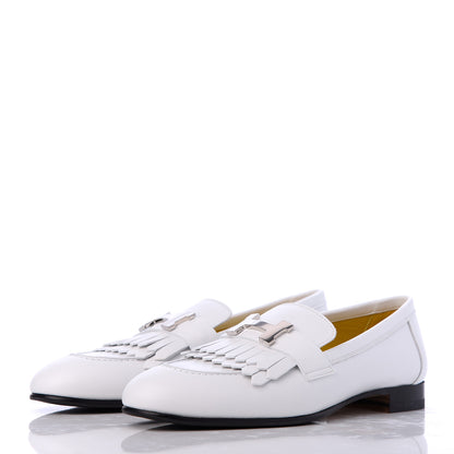 Hermes Calfskin Womens Royal Loafers 36.5 White 3 of 11