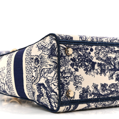 Christian Dior Canvas Toile De Jouy Embroidered Medium Lady D-Lite Navy 9 of 12