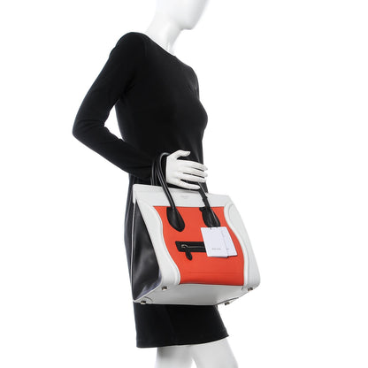 Celine Satin Calfskin Mini Tri-Color Luggage Vermillion 2 of 10