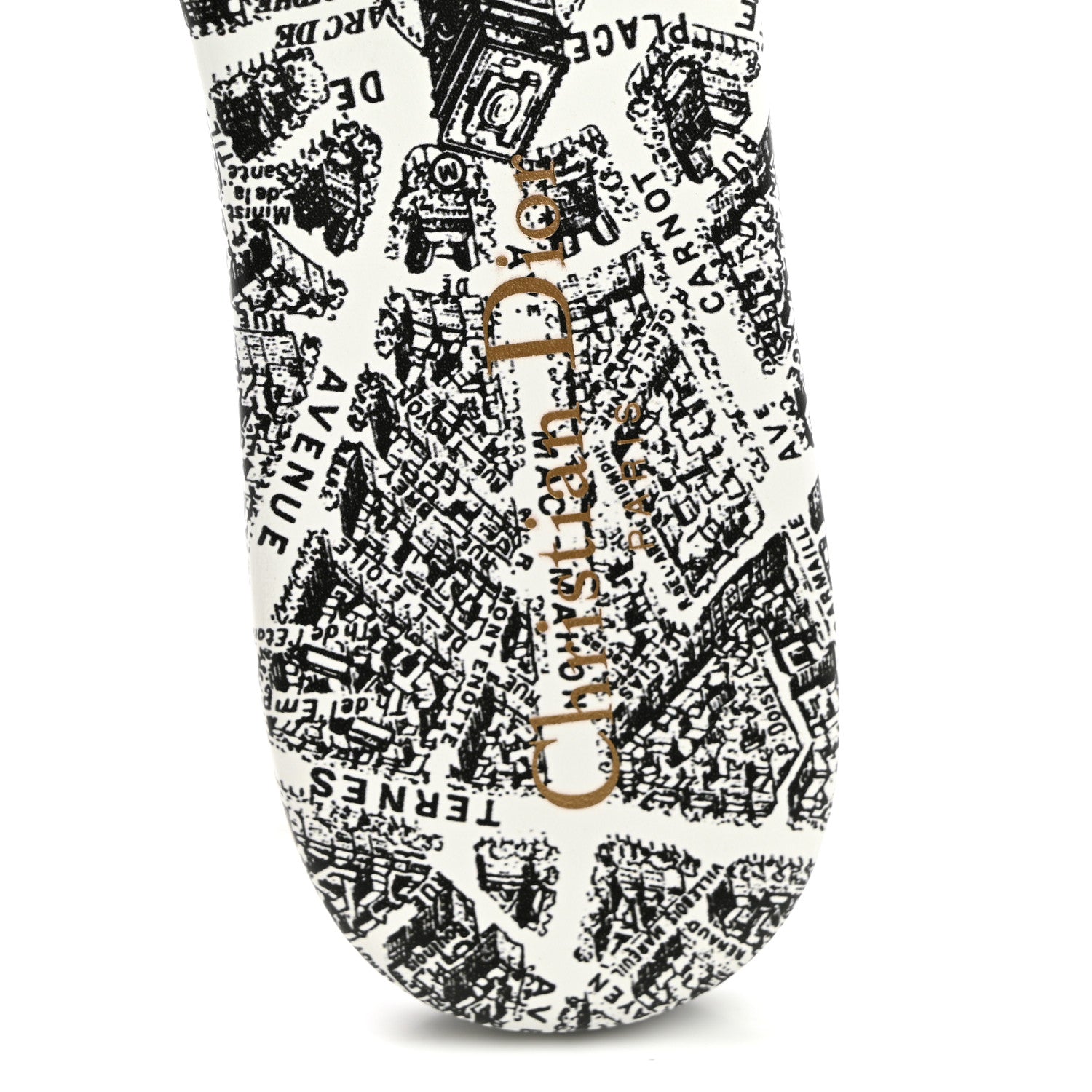 Christian Dior Canvas Embroidered Paris Dway Mules Slide Sandals 37 White Black 8 of 9