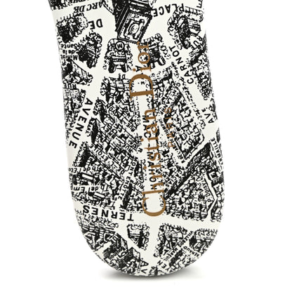 Christian Dior Canvas Embroidered Paris Dway Mules Slide Sandals 37 White Black 8 of 9