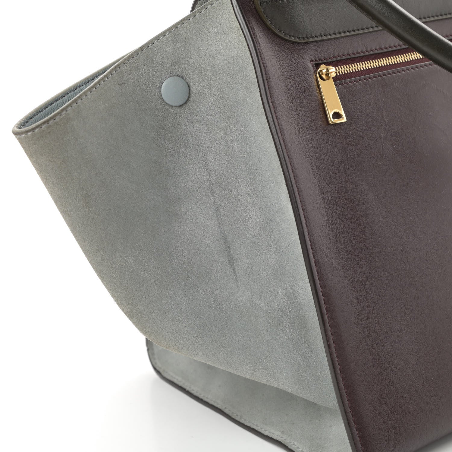 Celine Smooth Calfskin Suede Large Tri-Color Trapeze Dark Grey 22 of 23