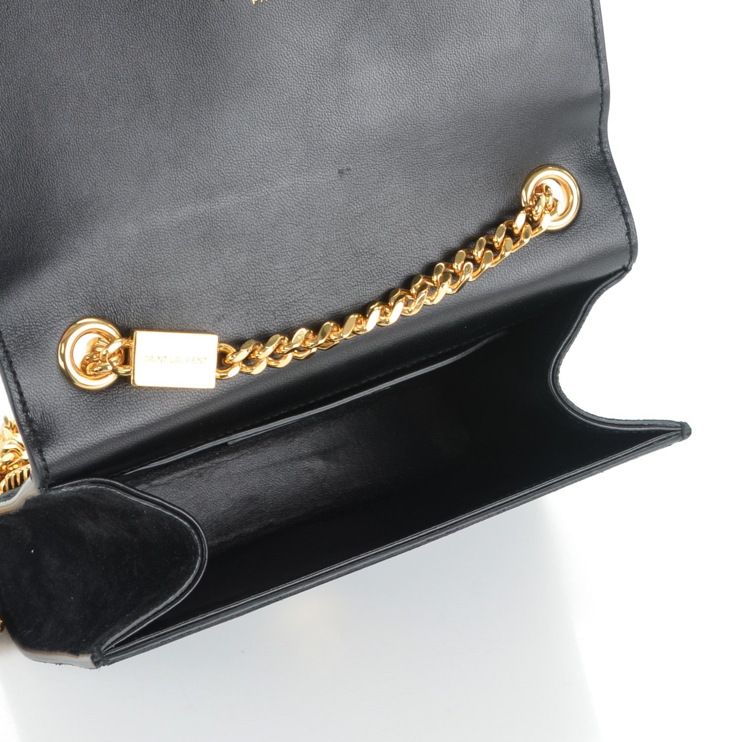 Saint Laurent Suede Small Classic Monogram Kate Tassel Satchel Black 5 of 6