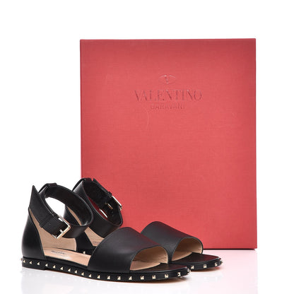Valentino Garavani Nappa Soul Rockstud Ankle Strap Flat Sandals 38 Black 8 of 8