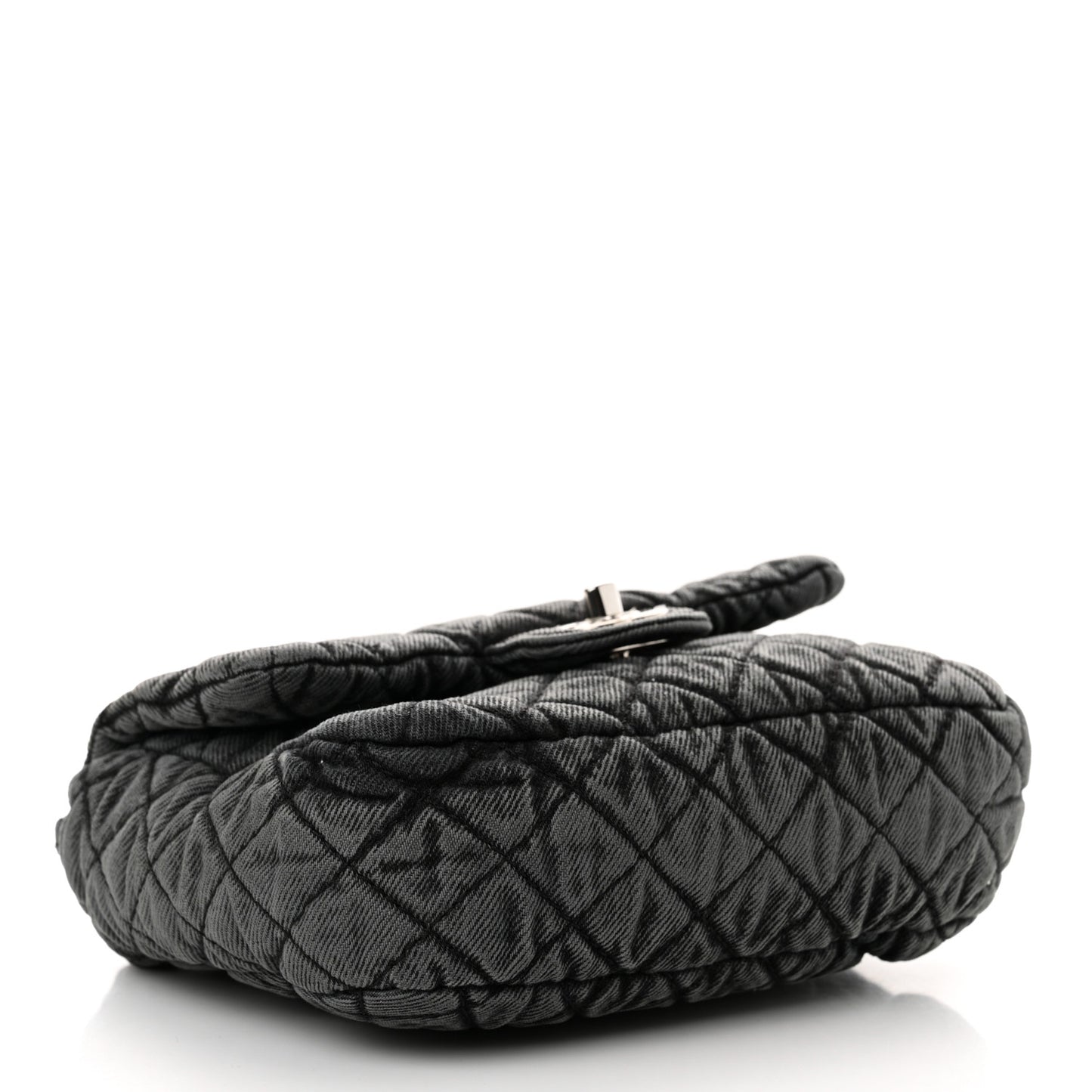 Washed Denim Quilted Small Denimpression Flap Grey Black