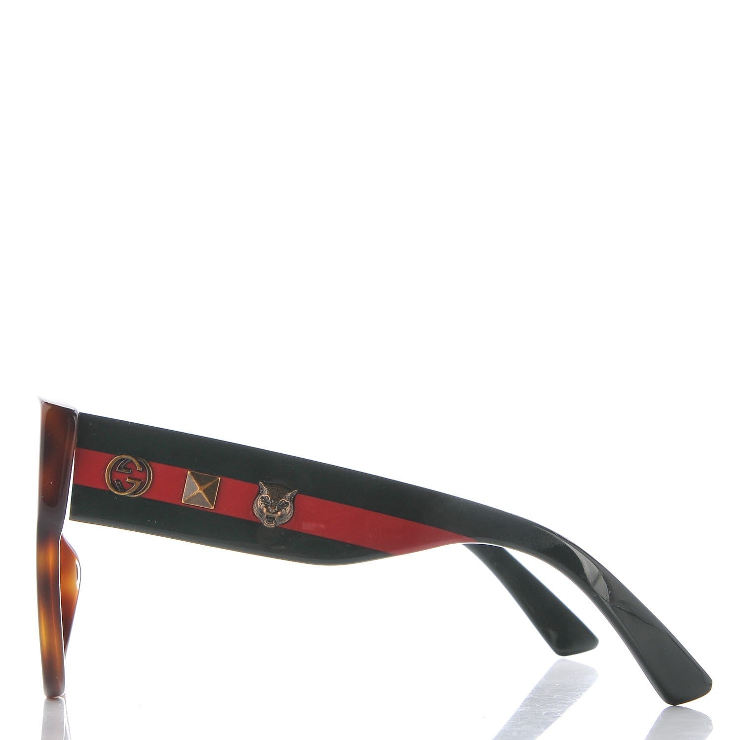 Gucci Acetate Square Frame Web Sunglasses GG0059S Tortoise 3 of 7