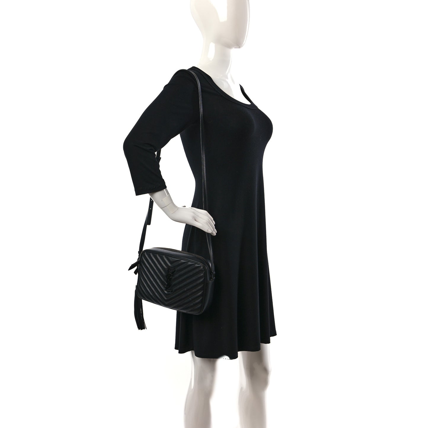 Calfskin Matelasse Monogram Monochrome Lou Camera Bag Black