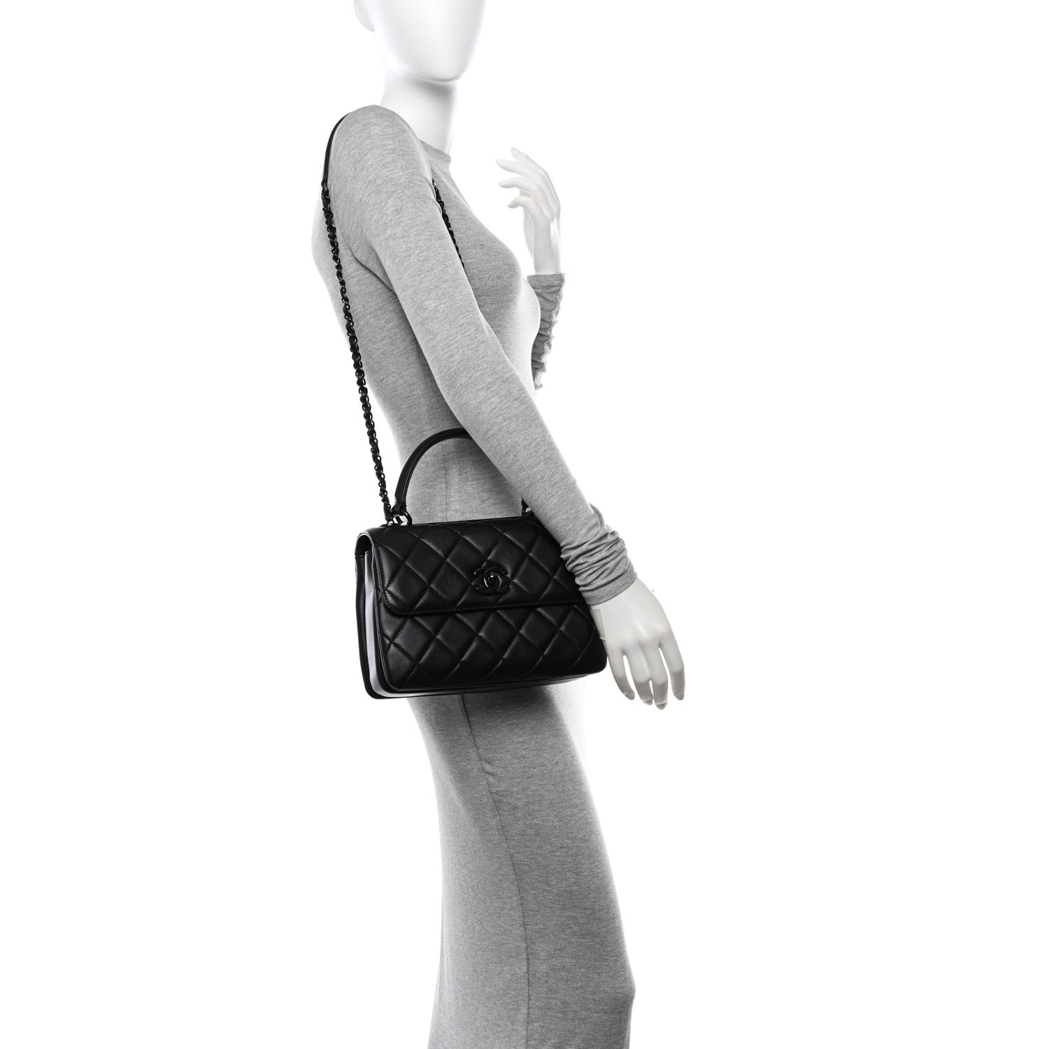 Chanel Lambskin Quilted Small Trendy CC Dual Handle Flap Bag So Black 2 of 11