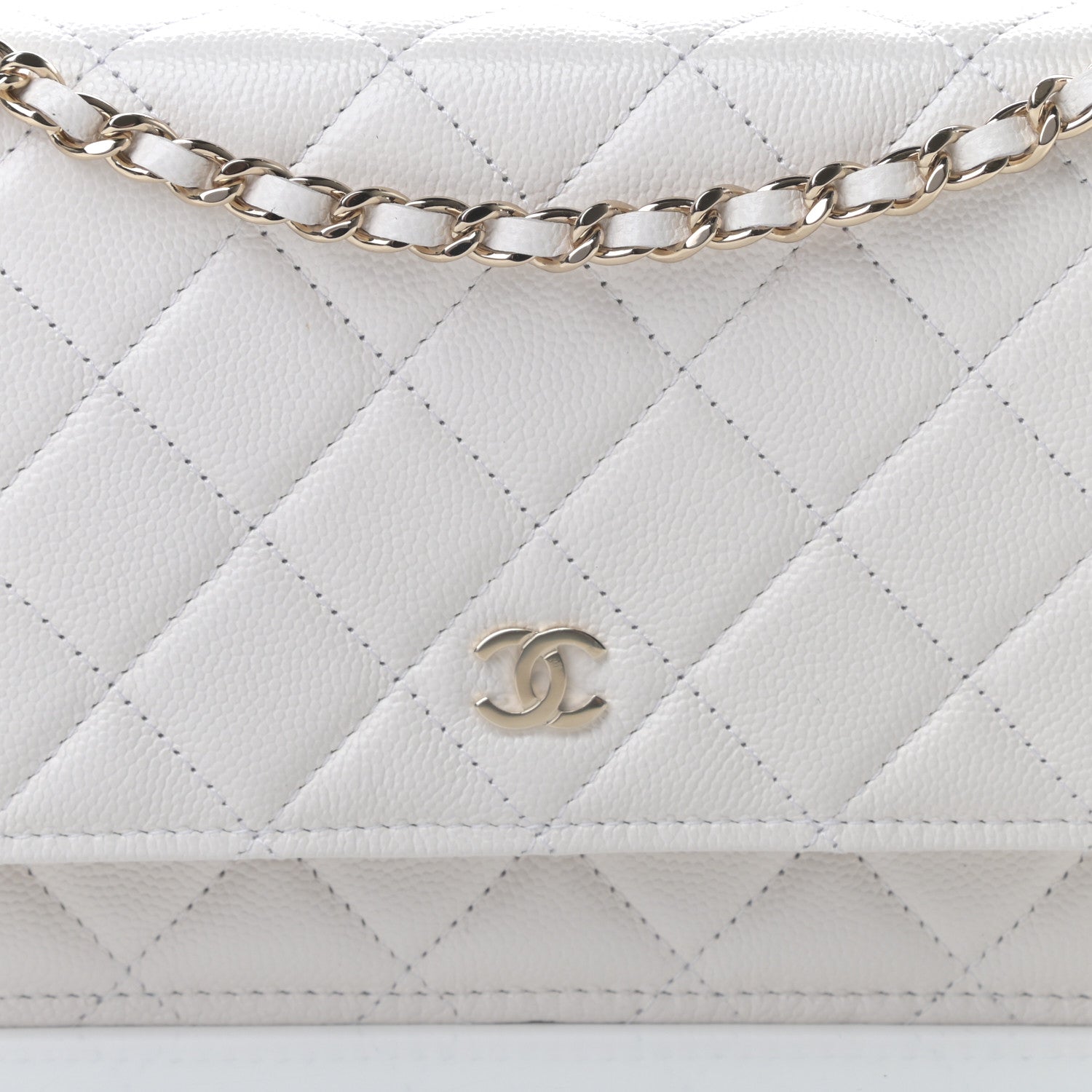 Chanel Caviar Quilted Wallet On Chain WOC White 9 of 12