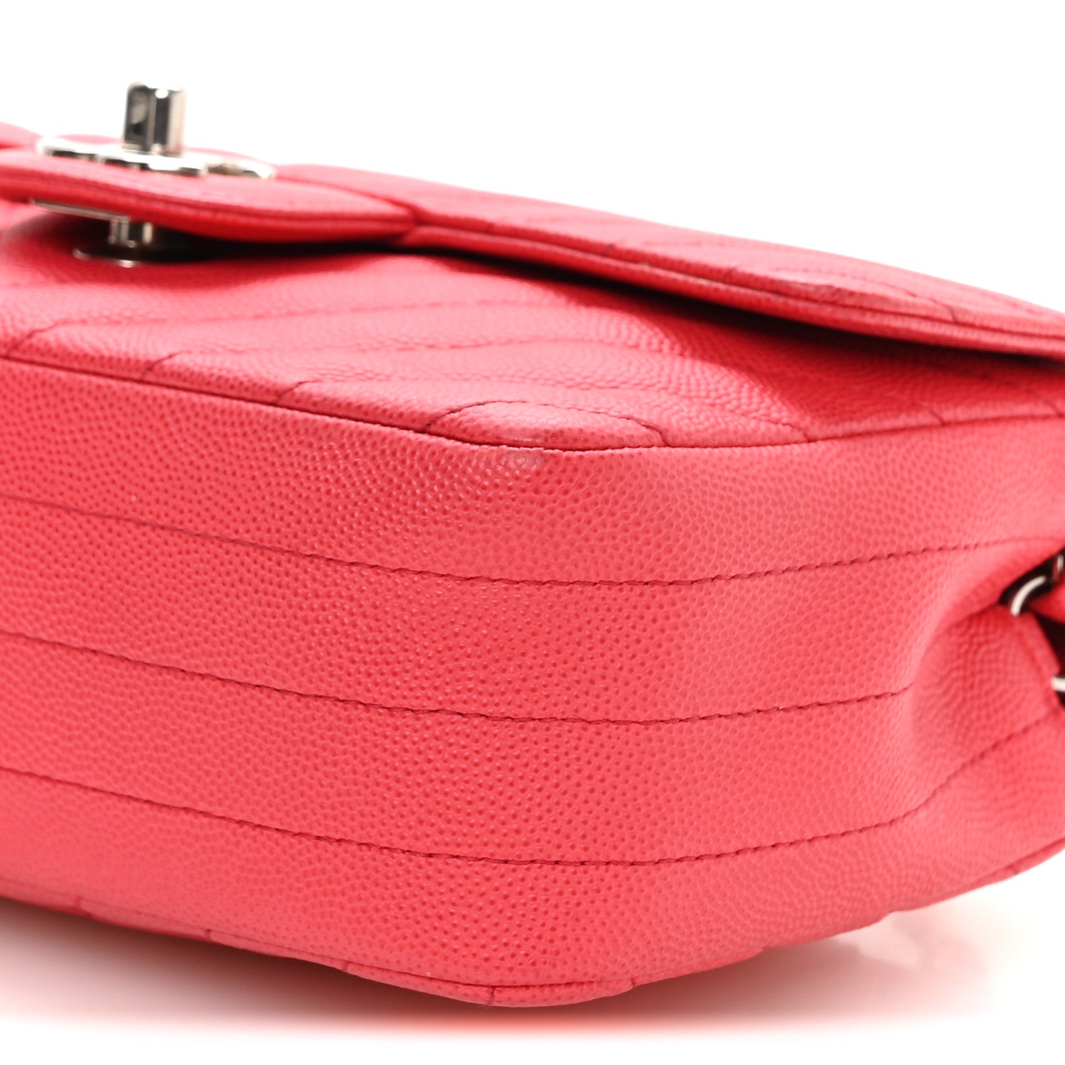 Chanel Caviar Chevron Quilted Mini Rectangular Flap Dark Pink 10 of 10