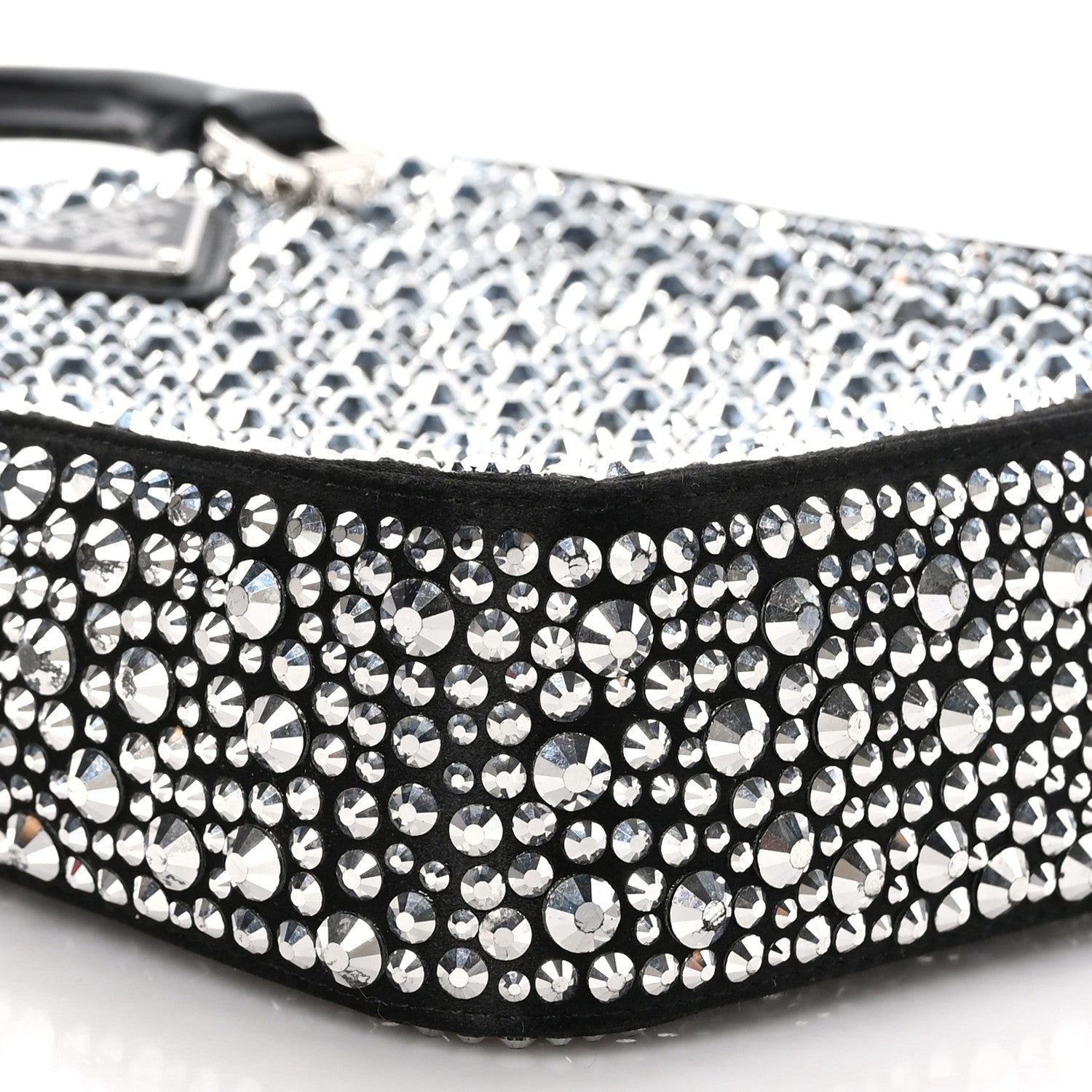 Prada Satin Crystal Metal Triangle Logo Small Double Handle Crossbody Tote Metal 8 of 10