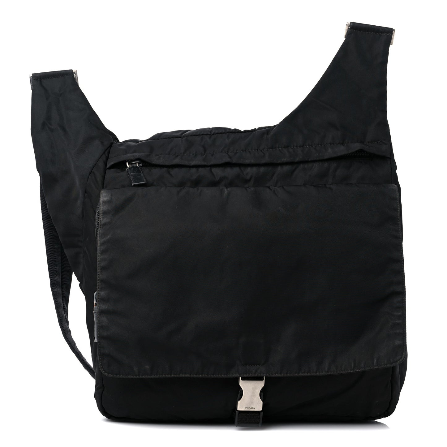 Tessuto Nylon Saffiano Messenger Satchel Black