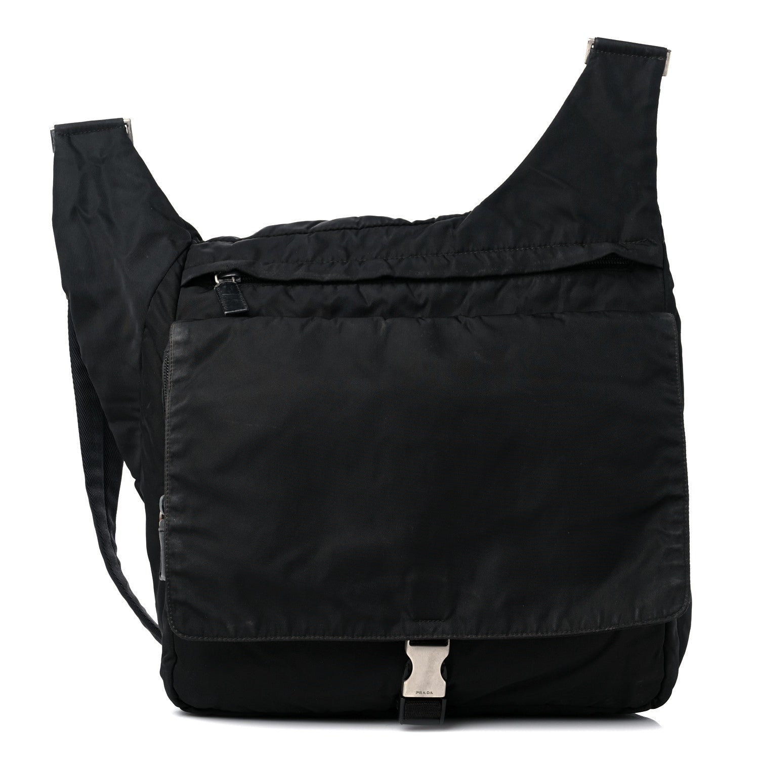 Prada Tessuto Nylon Saffiano Messenger Satchel Black 4 of 18