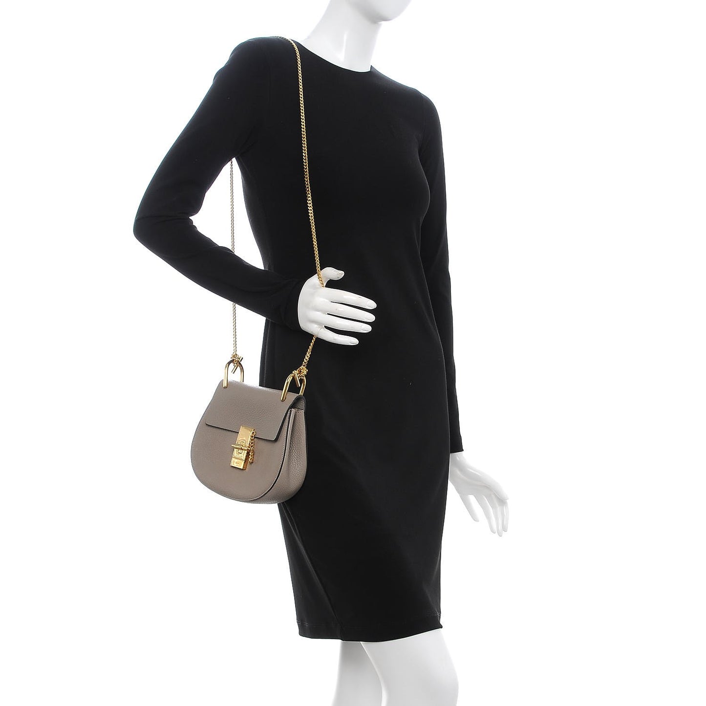 Grained Lambskin Mini Drew Shoulder Bag Motty Grey