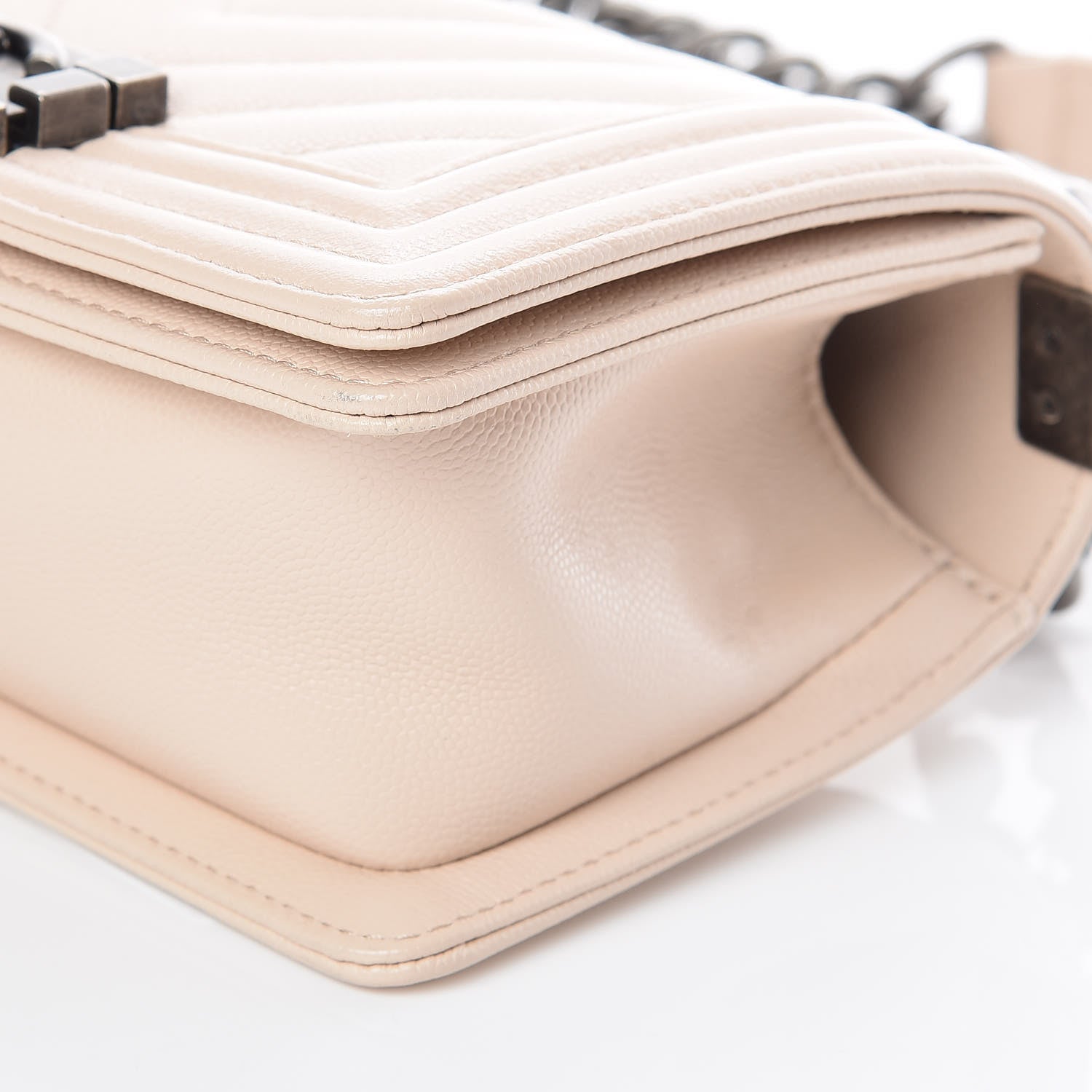 Chanel Caviar Chevron Quilted Small Boy Flap Light Beige 10 of 10