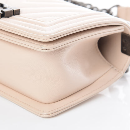 Chanel Caviar Chevron Quilted Small Boy Flap Light Beige 10 of 10