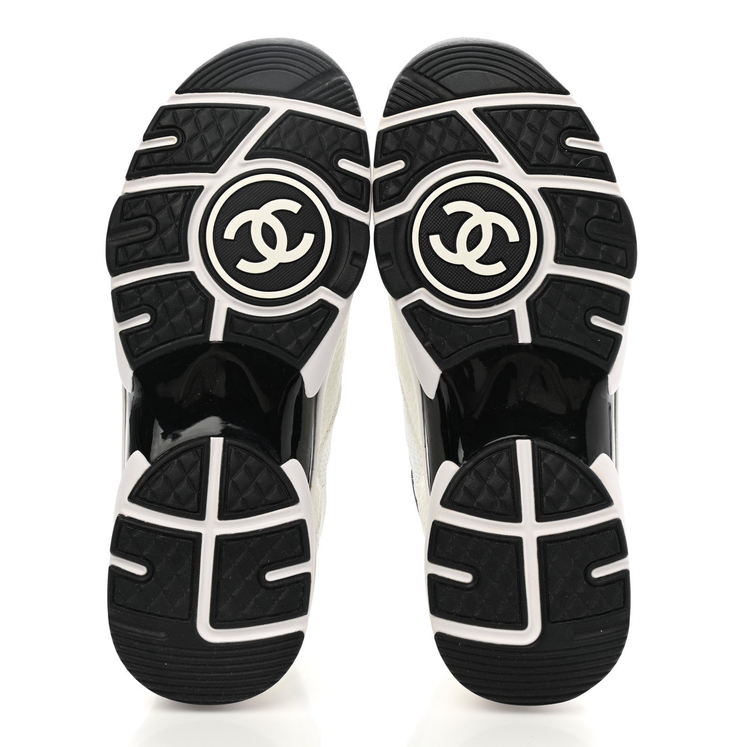 Chanel Mesh Suede Calfskin Grained Calfskin Womens CC Sneakers 36.5 White Black 5 of 8