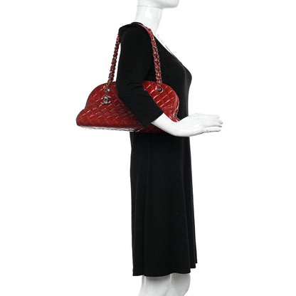 Chanel Glazed Calfskin Quilted Medium Just Mademoiselle Bowling Bag Red 2 of 13