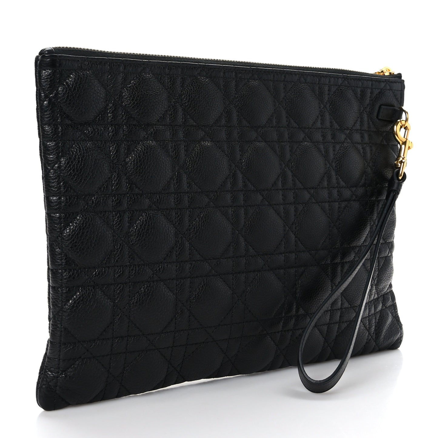 Grained Calfskin Cannage Large Caro Daily Pouch Black