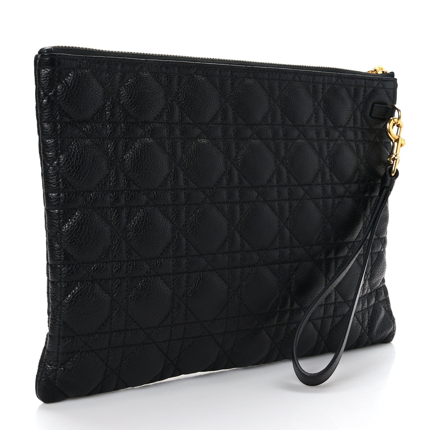 Christian Dior Grained Calfskin Cannage Large Caro Daily Pouch Black 3 of 8