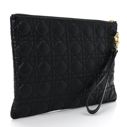 Christian Dior Grained Calfskin Cannage Large Caro Daily Pouch Black 3 of 8