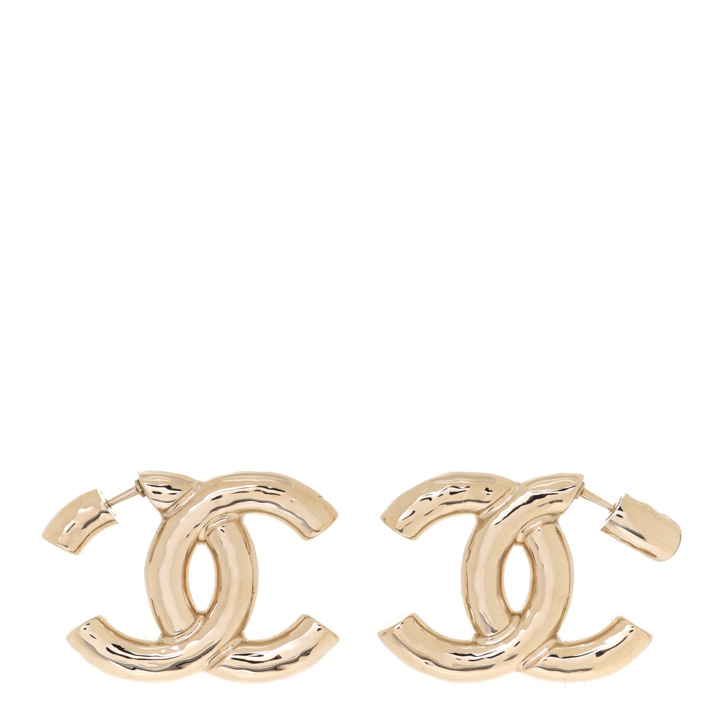 Metal Large CC Earrings Light Gold