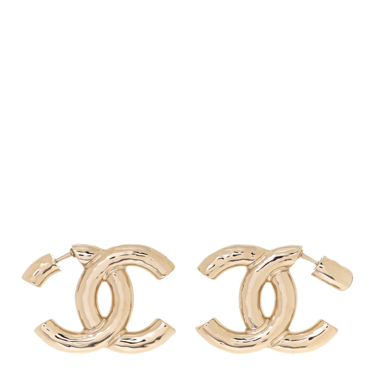 Chanel Metal Large CC Earrings Light Gold 1 of 5