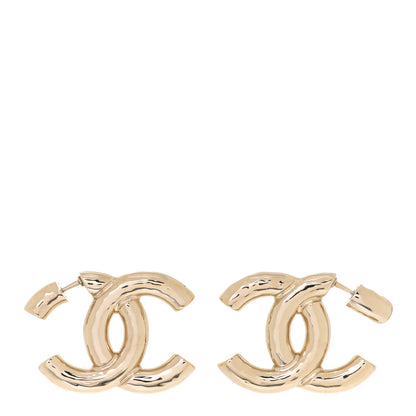 Chanel Metal Large CC Earrings Light Gold 1 of 5