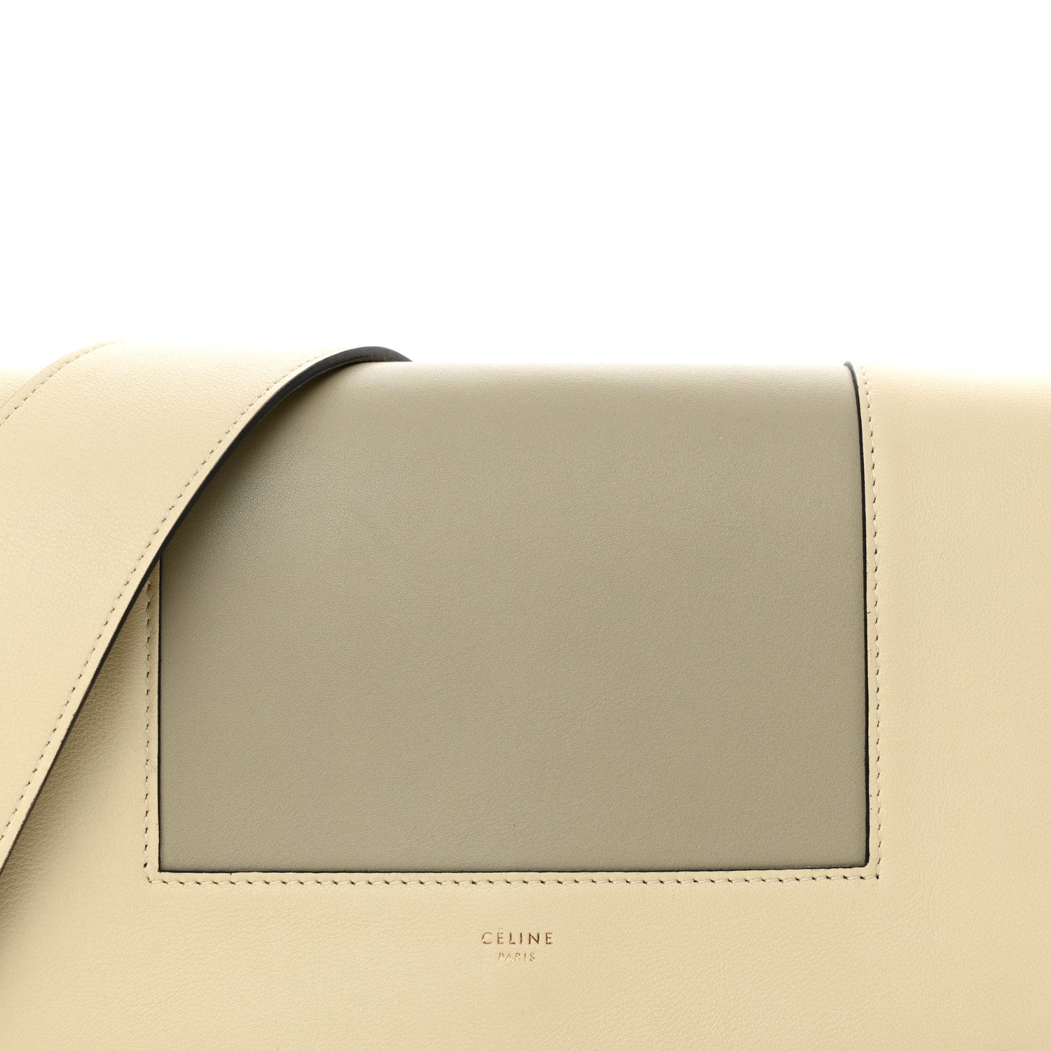 Celine Shiny Smooth Calfskin Medium Frame Shoulder Bag Chalk Mastic 8 of 10