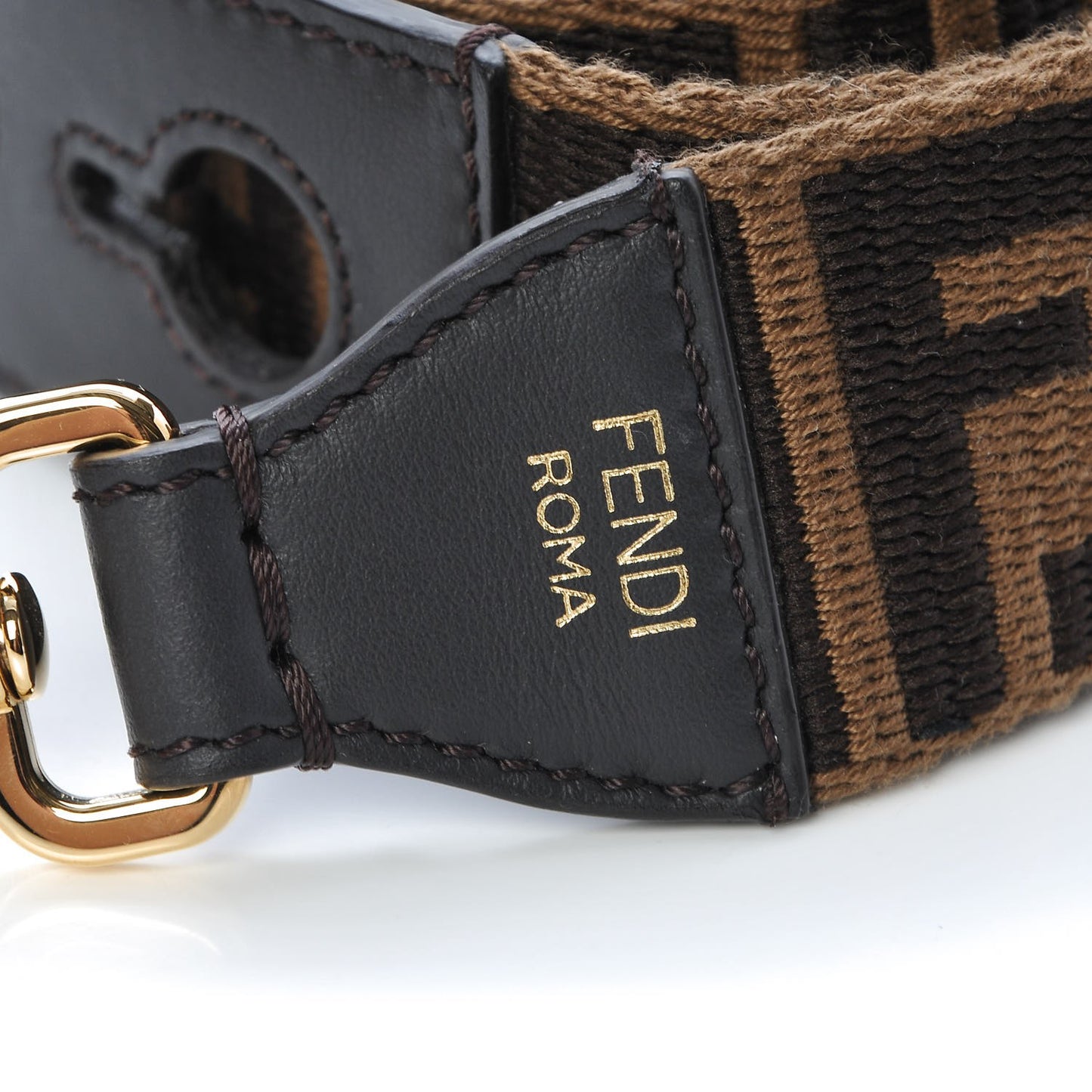 Ribbon Vitello Century FF 1974 Studded Strap You Fango Marrone Ebano