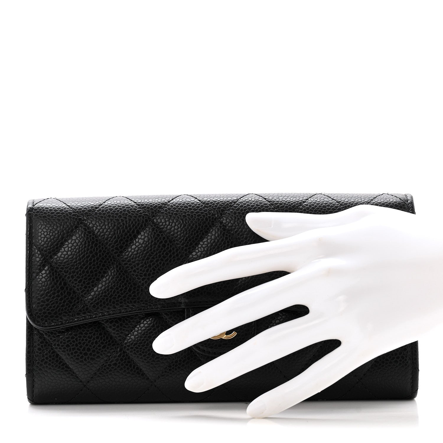 Chanel Caviar Quilted Large Gusset Flap Wallet Black 2 of 11