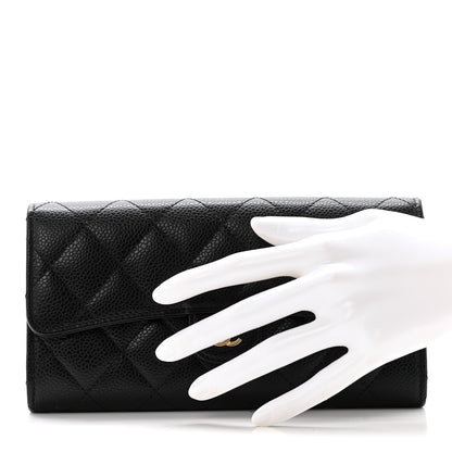 Chanel Caviar Quilted Large Gusset Flap Wallet Black 2 of 11