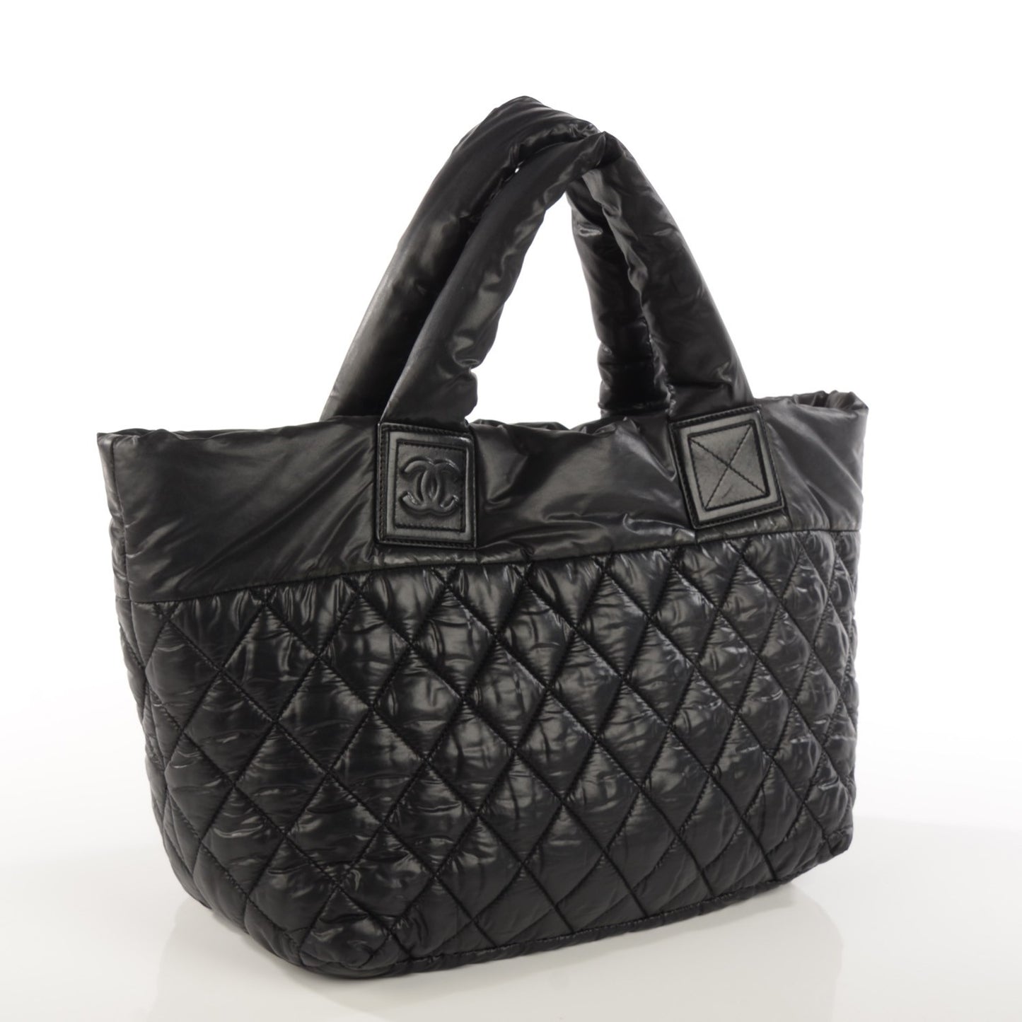 Nylon Quilted Small Coco Cocoon Tote Black