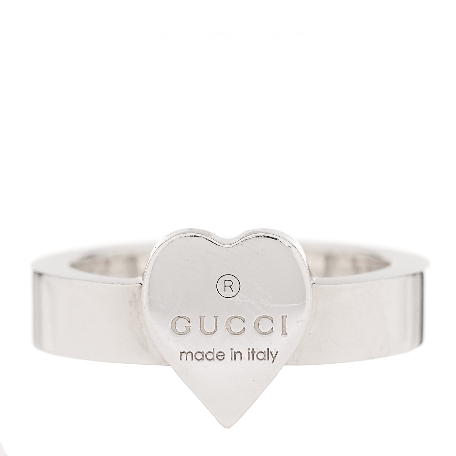 Gucci Sterling Silver Trademark Heart Ring 50 5.5 1 of 4