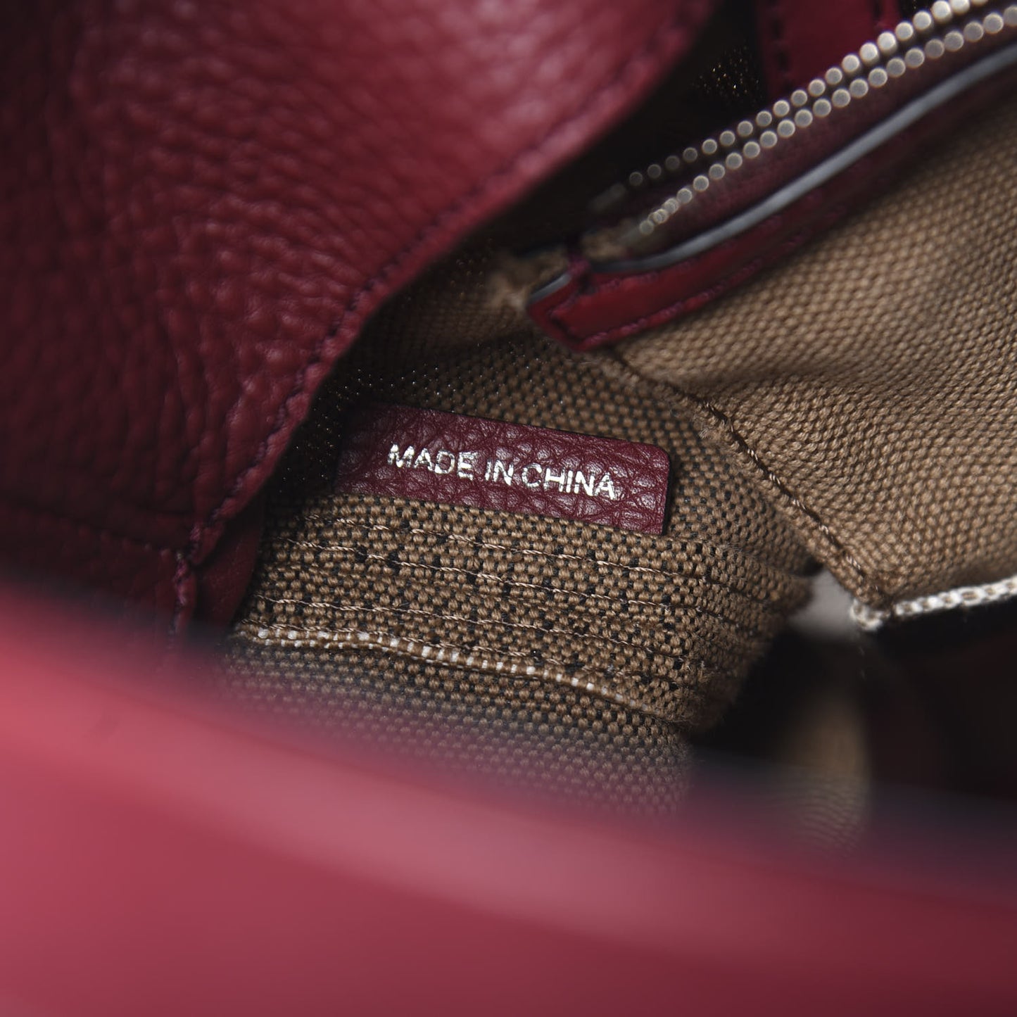 Grainy Calfskin Canvas Mega Check Medium Ashby Tassel Hobo Burgundy Red