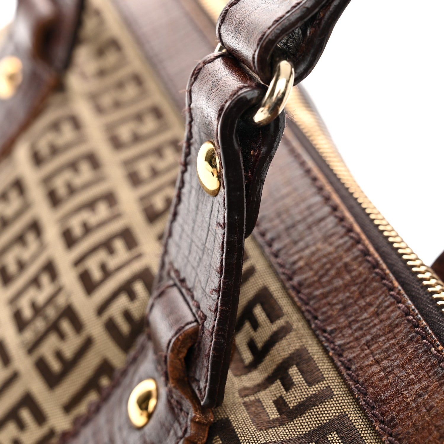 Fendi Zucchino Vitello Shopping Zip Tote Mogano Panna Bruciato 13 of 15