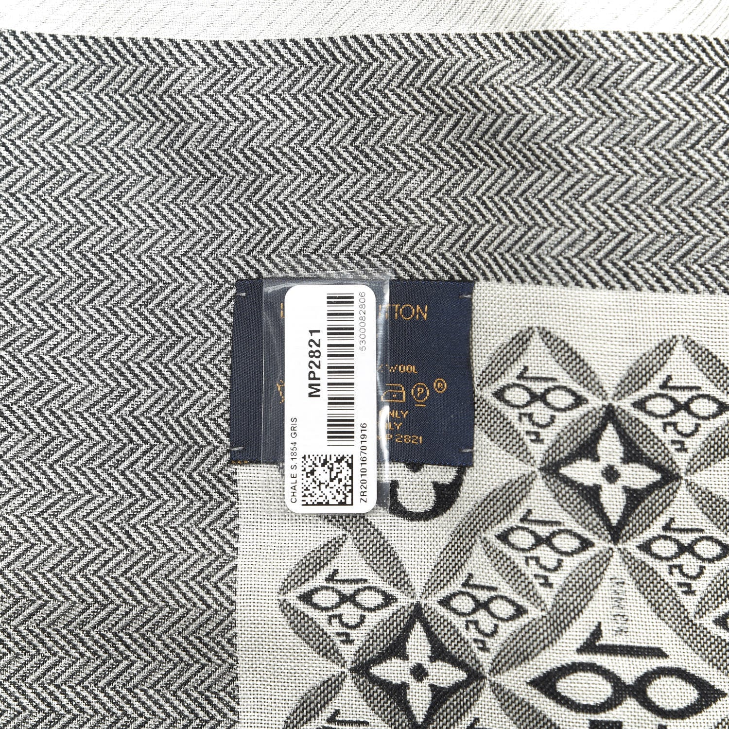 Louis Vuitton Silk Wool Jacquard Since 1854 Monogram Shawl Gray 2 of 2