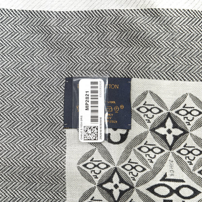 Louis Vuitton Silk Wool Jacquard Since 1854 Monogram Shawl Gray 2 of 2